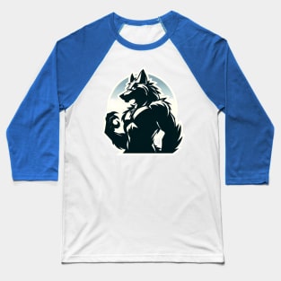 Simple Anthro Furry Werewolf Silhouette Baseball T-Shirt